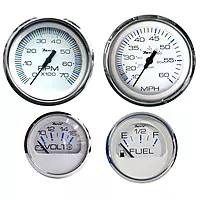 Faria Beede Instruments Faria KTF002 O/B 4-Gauge Boxed Set - Chesapeake White, Stainless Steel