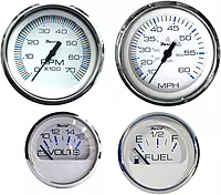 Faria Beede Instruments Faria KTF002 O/B 4-Gauge Boxed Set - Chesapeake White, Stainless Steel