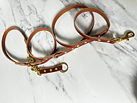 Cross Body Dog Leash 1/2 inch English Bridal Full Grain Leather with Solid Brass Hardware