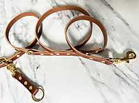 Cross Body Dog Leash 1/2 inch English Bridal Full Grain Leather with Solid Brass Hardware