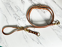 Cross Body Dog Leash 1/2 inch English Bridal Full Grain Leather with Solid Brass Hardware