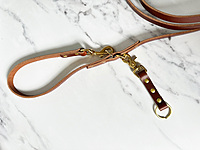 Cross Body Dog Leash 1/2 inch English Bridal Full Grain Leather with Solid Brass Hardware