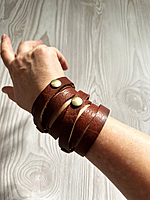 Leather Bracelet - 7 Wraps Antique Brass