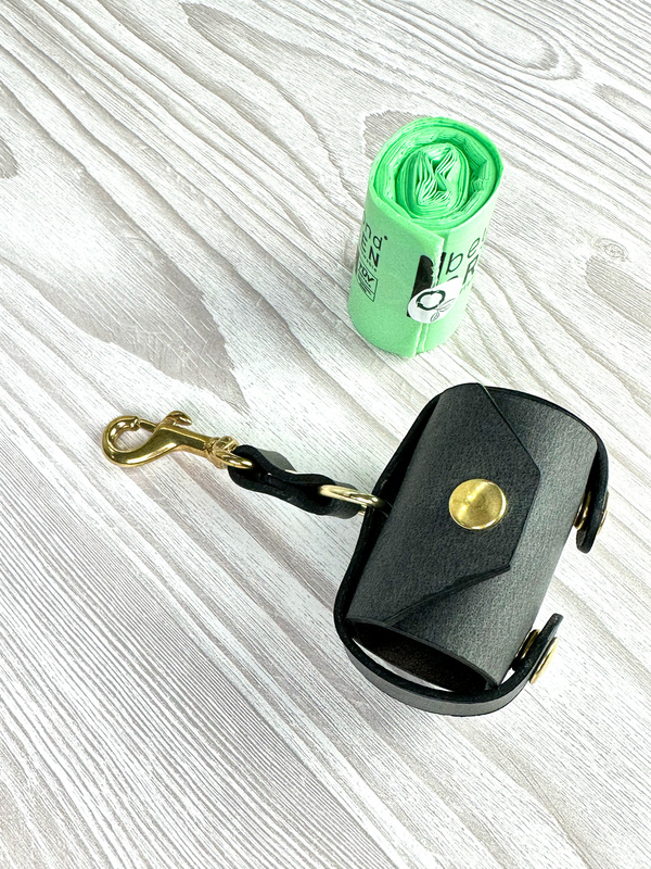Handmade Leather and Brass Pet Waste Bag Dispenser (a.k.a. Poop bag holder)