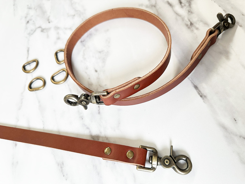 2 Bag Handles English Bridal Wickett & Craig Full Grain Leather with Steam Punk Antique Brass