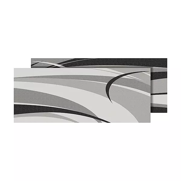 Faulkner Patio Mat 53016S, Graphic Design, 8 Foot Length x 16 Foot Width, Black/Gray, Polypropylene, Reversible Fabric, Without Grommets, with Storage Bag/Corner Tie-Downs