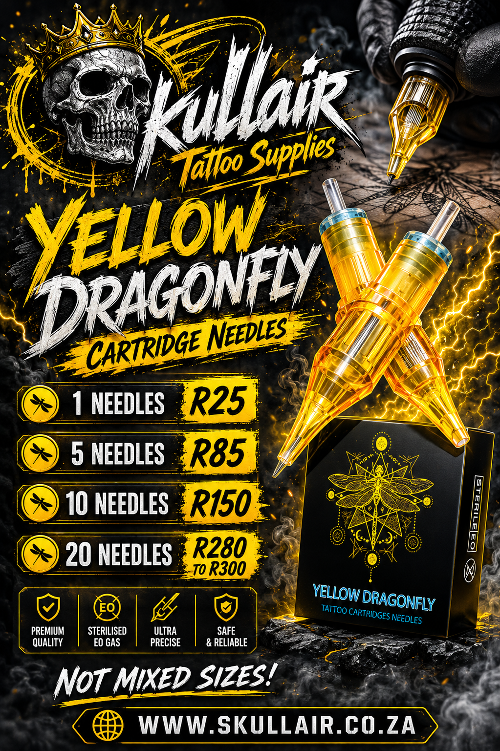 1RL - 3RL - 5RL Liner Needles Yellow Dragonfy