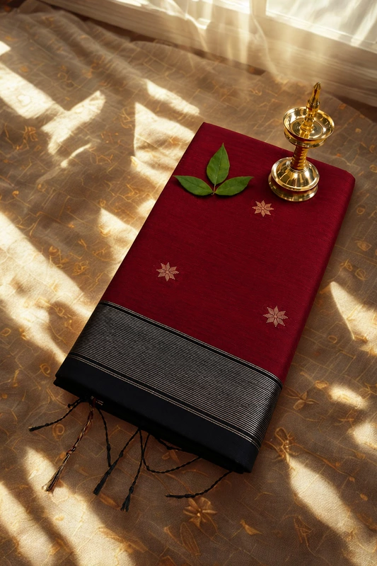 Maheswari silk cotton Red with black