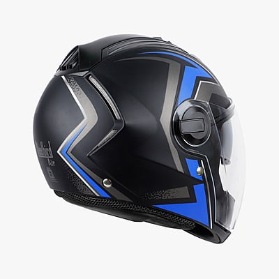 STEELBIRD SBA-2 ISS REED GLOSSY BLACK BLUE D/V (SILVER) (L)