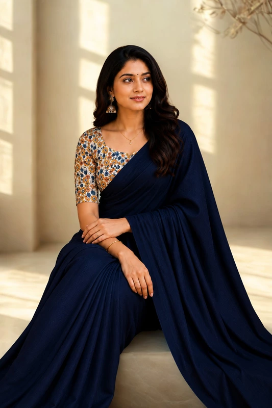 Khadi linen With seperate blouse 2