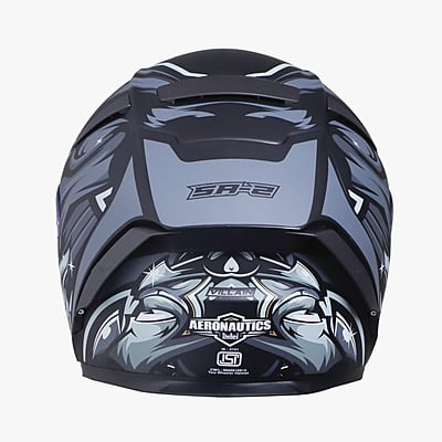 STEELBIRD SA-2 VILLAIN GLOSSY BLACK/GREY C/V (L) + EXTRA CHROME VISOR