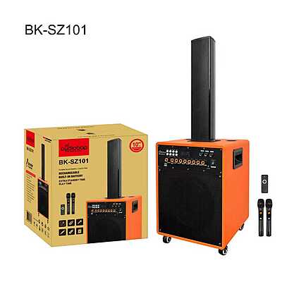 BK-SZ101 Portable Stage Speaker System with Built-In Battery, Dual Mics & Remote