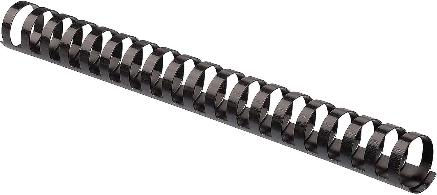 Fellowes Plastic Comb Binding Spines, 1 Inch Diameter, Black, 200 Sheets, 50 Pack (52328)