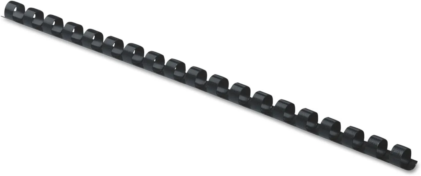 Plastic Comb Bindings for 11 x 8.5 Documents, 19 Rings, 0.25" (20-Sheet) Capacity, Black, 25/Pack