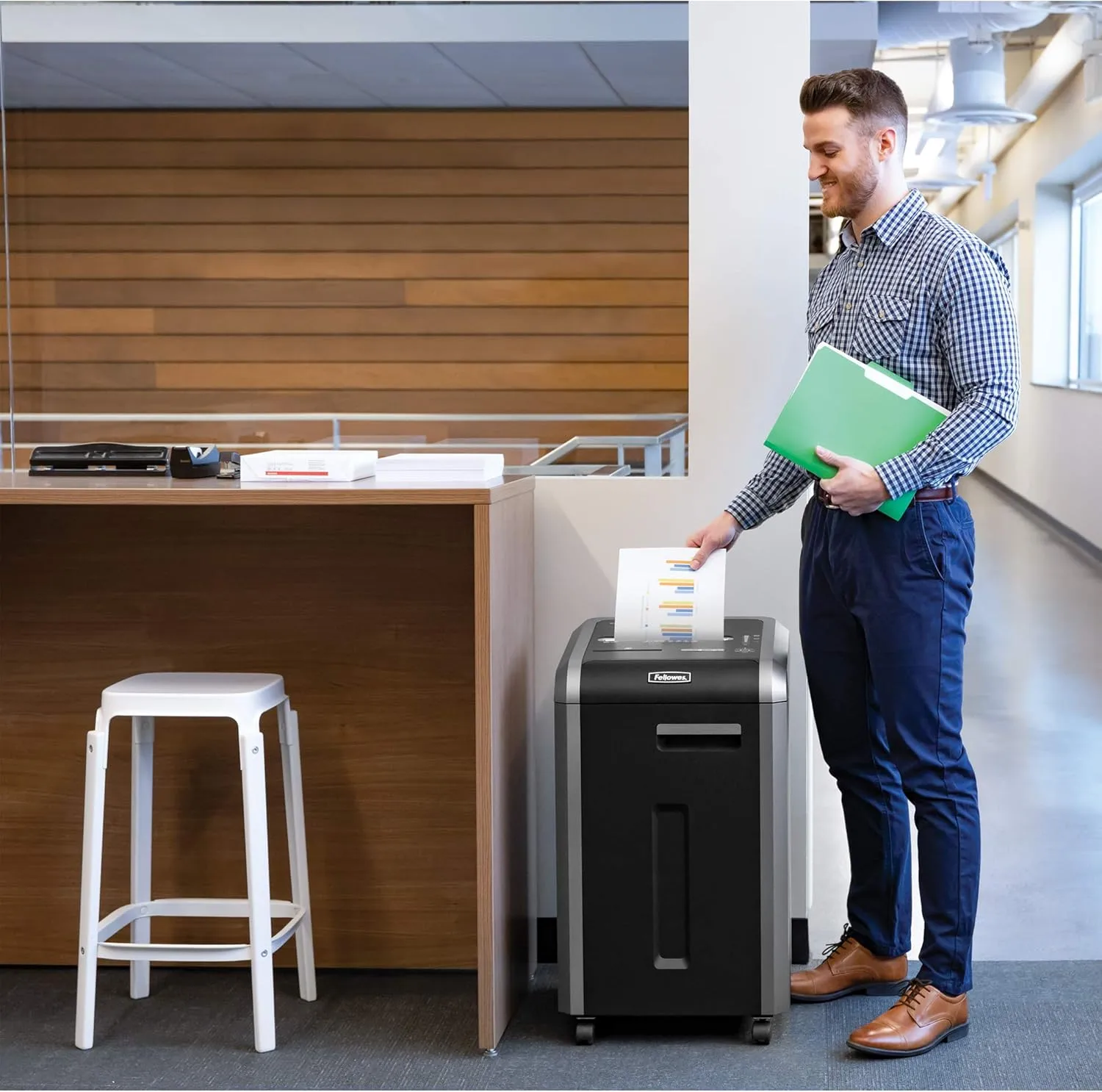 Fellowes Powershred 100% Jam Proof Continuous-Duty Strip-Cut Shredder
