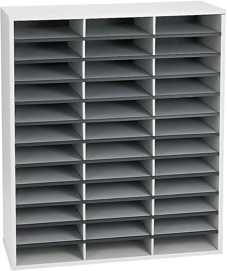 Fellowes Literature Organizer, 36 Compartments, Letter Size, Dove Gray (25061)