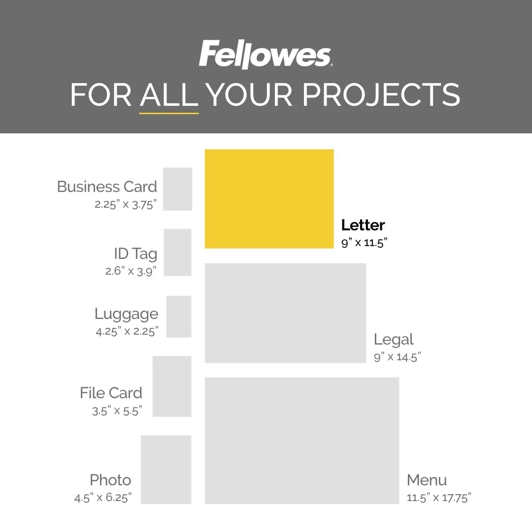 Fellowes Thermal Laminating Pouches, Letter Size 9 x 11.5 Inches