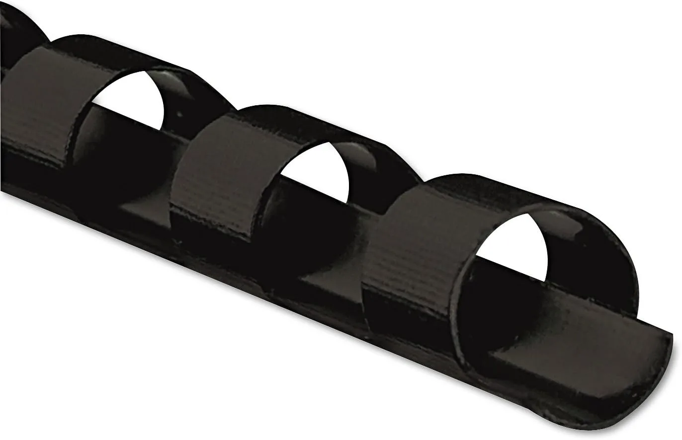 Fellowes 19-Ring Plastic Comb Binding, 0.3in x 10.8in x 0.3in, Black, Pack Of 25