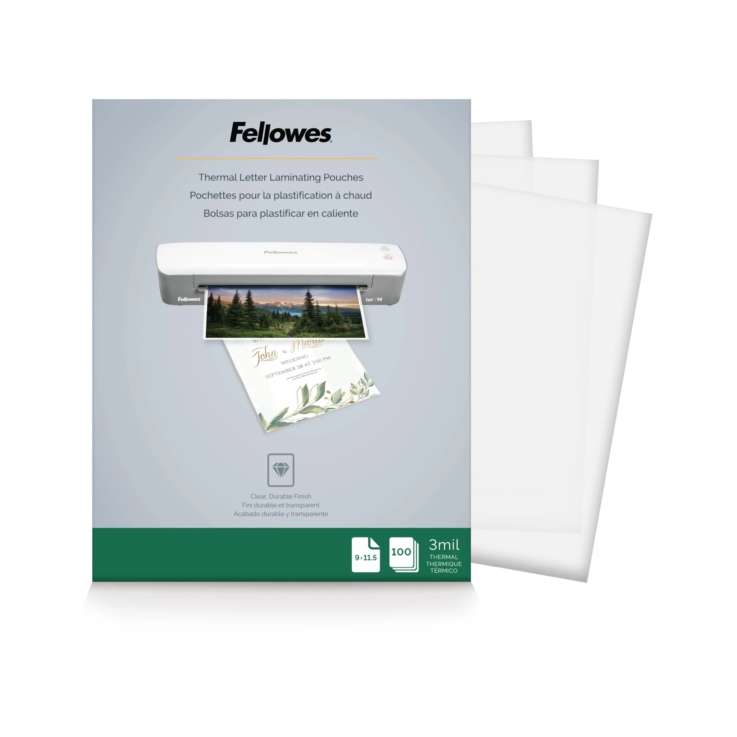 Fellowes Thermal Laminating Pouches, Letter Size 9 x 11.5 Inches