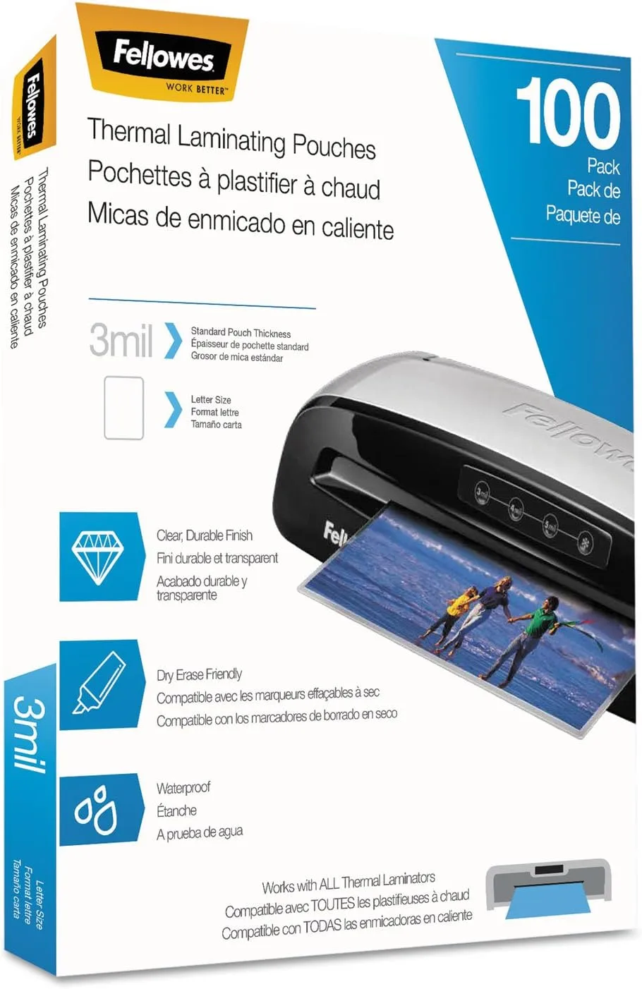 Fellowes Thermal Laminating Pouches, Letter Size 9 x 11.5 Inches