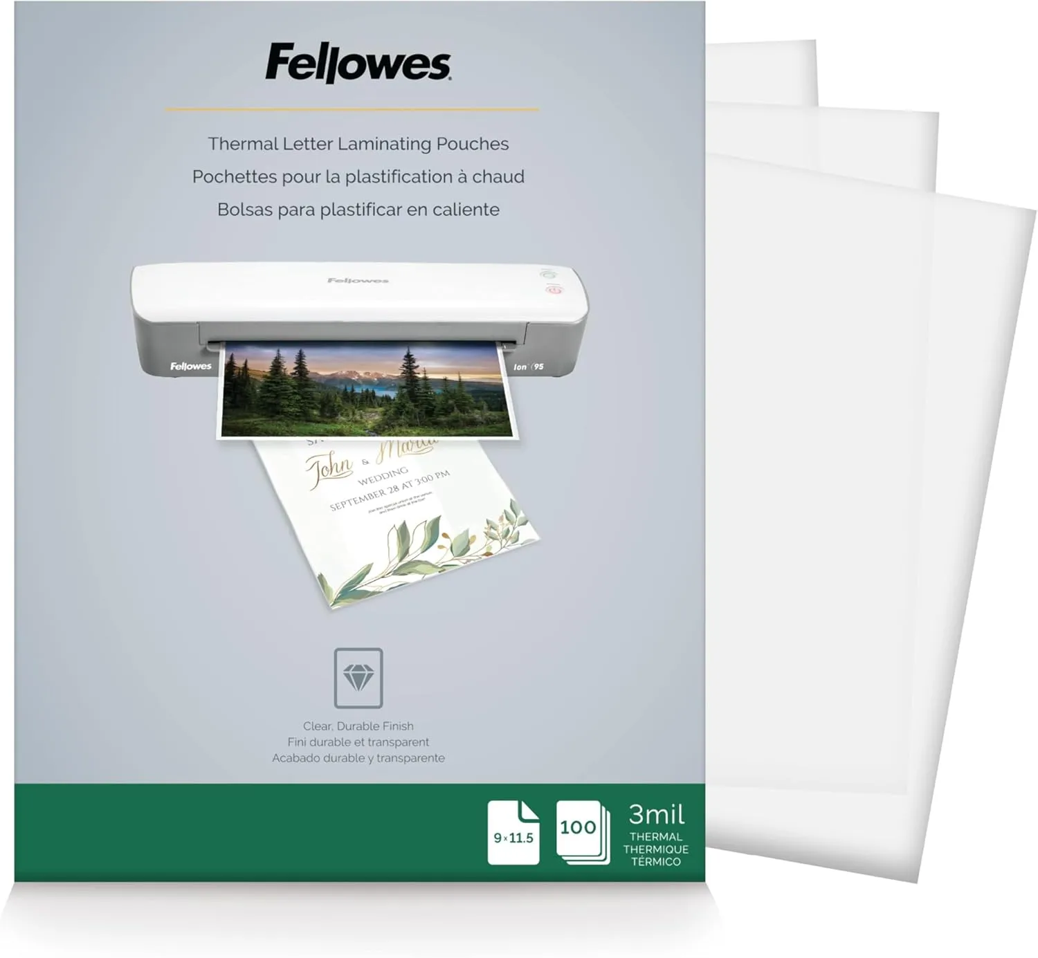 Fellowes Thermal Laminating Pouches, Letter Size 9 x 11.5 Inches