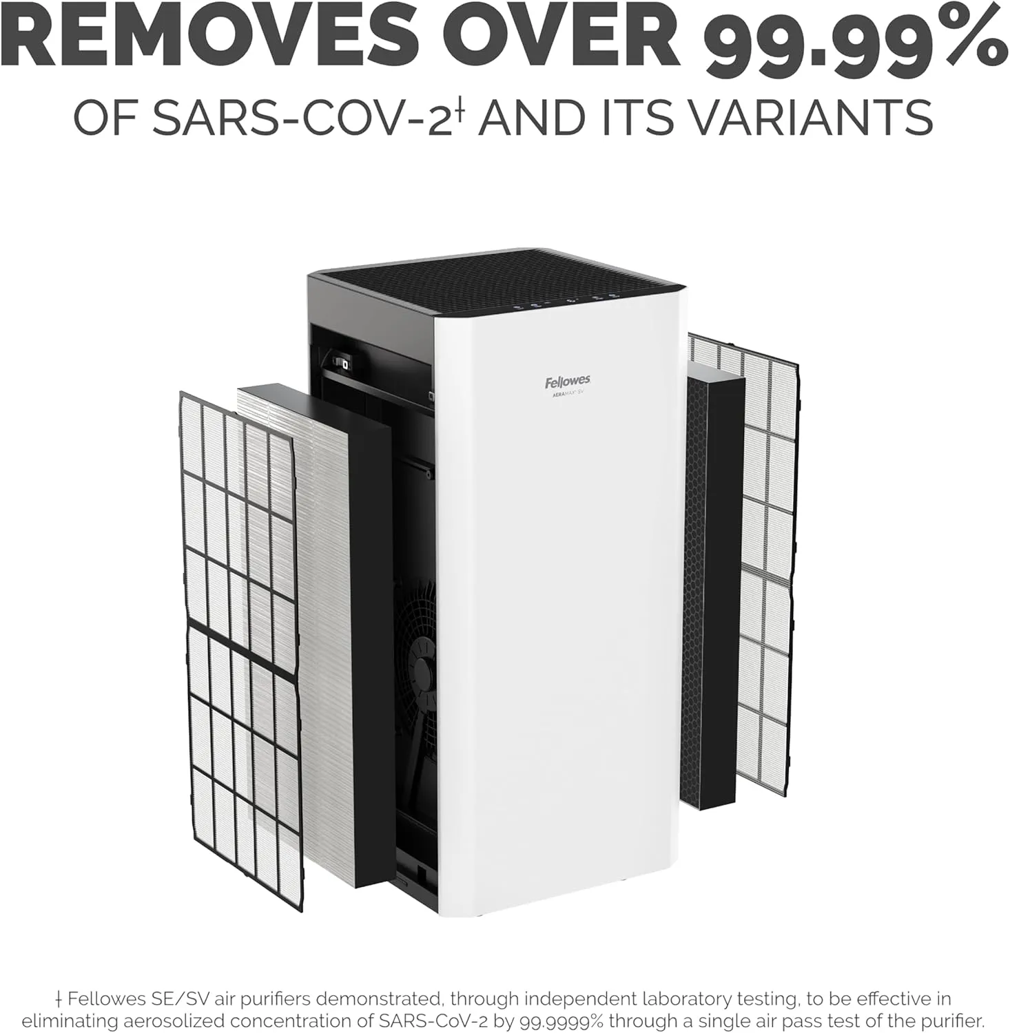 Fellowes AeraMax SV 4-Speed HEPA Air Purifier, 1,500 Sq. Ft., White/Black