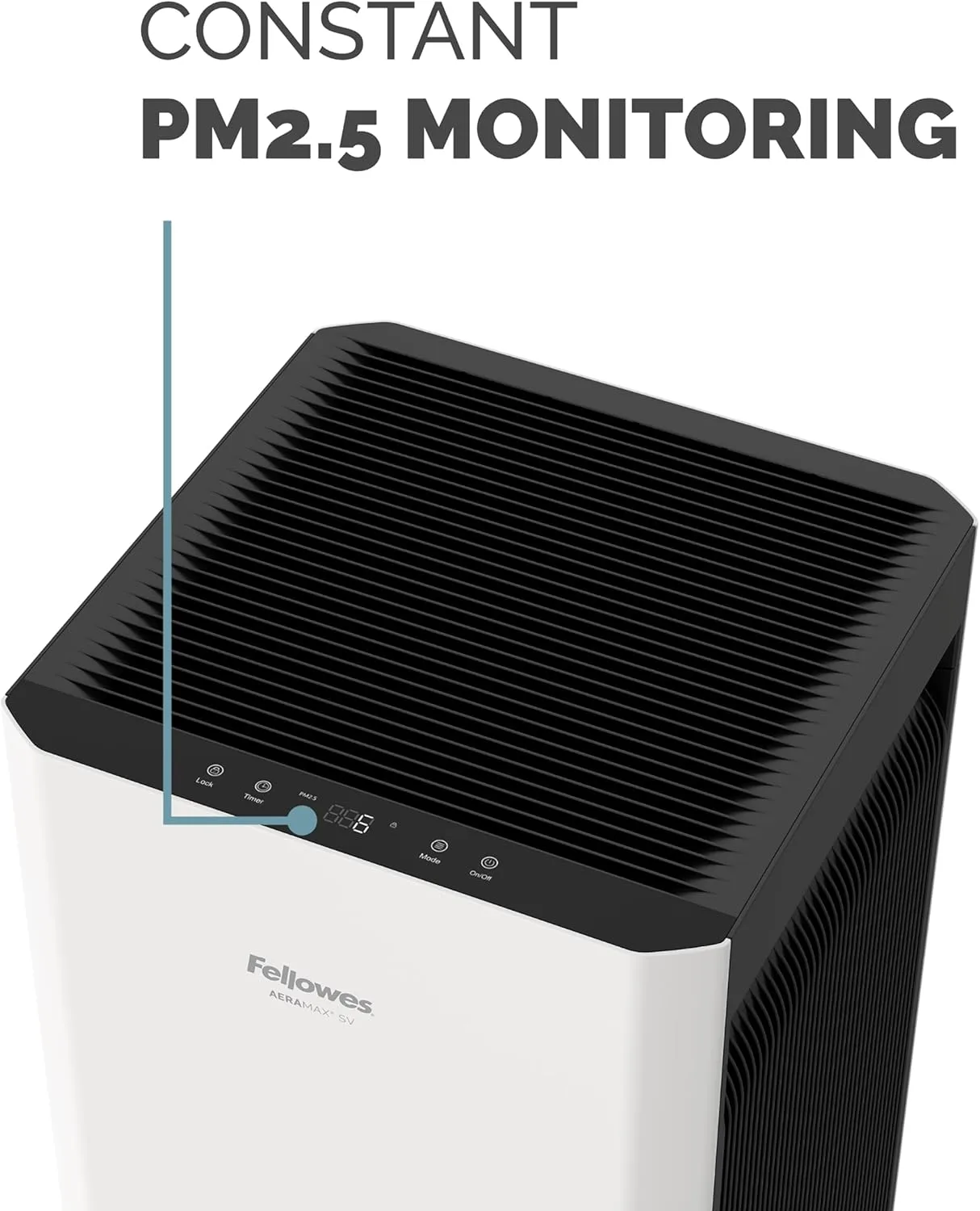 Fellowes AeraMax SV 4-Speed HEPA Air Purifier, 1,500 Sq. Ft., White/Black