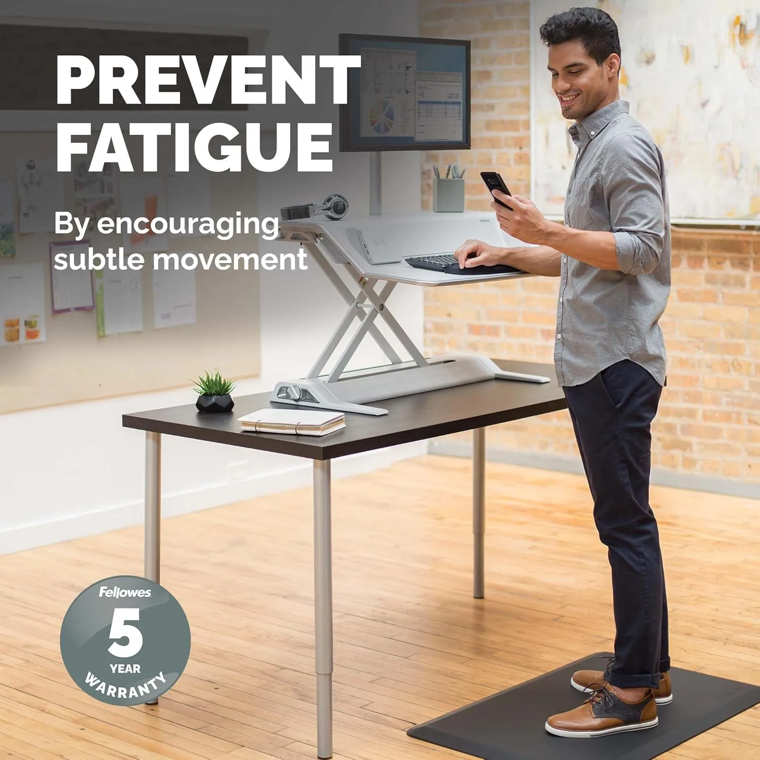 Fellowes Anti-Fatigue Wellness Floor Mat, Rectangular, 36in x 24in, Black