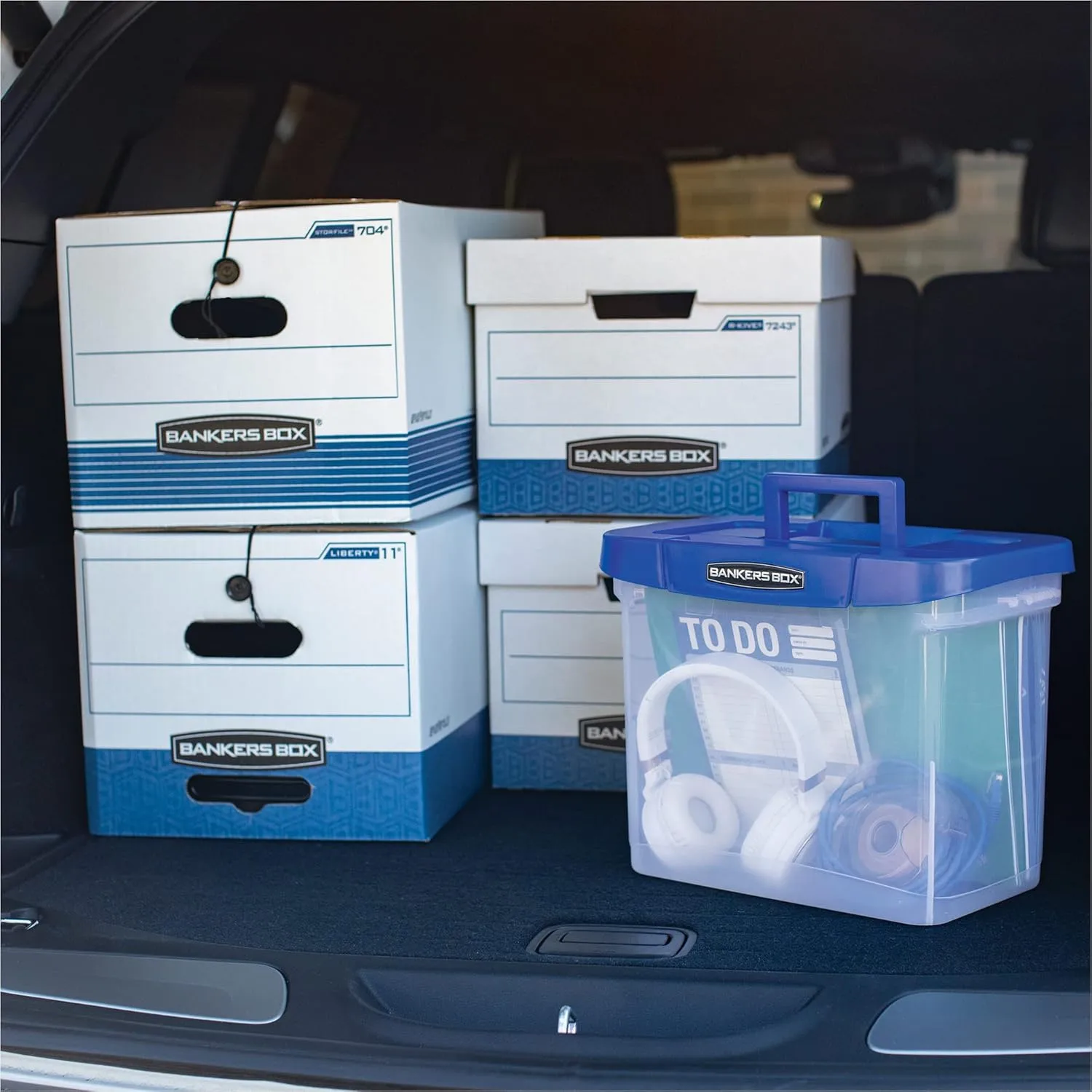 Bankers Box 20 Pack STOR/FILE Medium-Duty File Storage Boxes, FastFold, String and Button, Letter, White/Blue 20-Pack