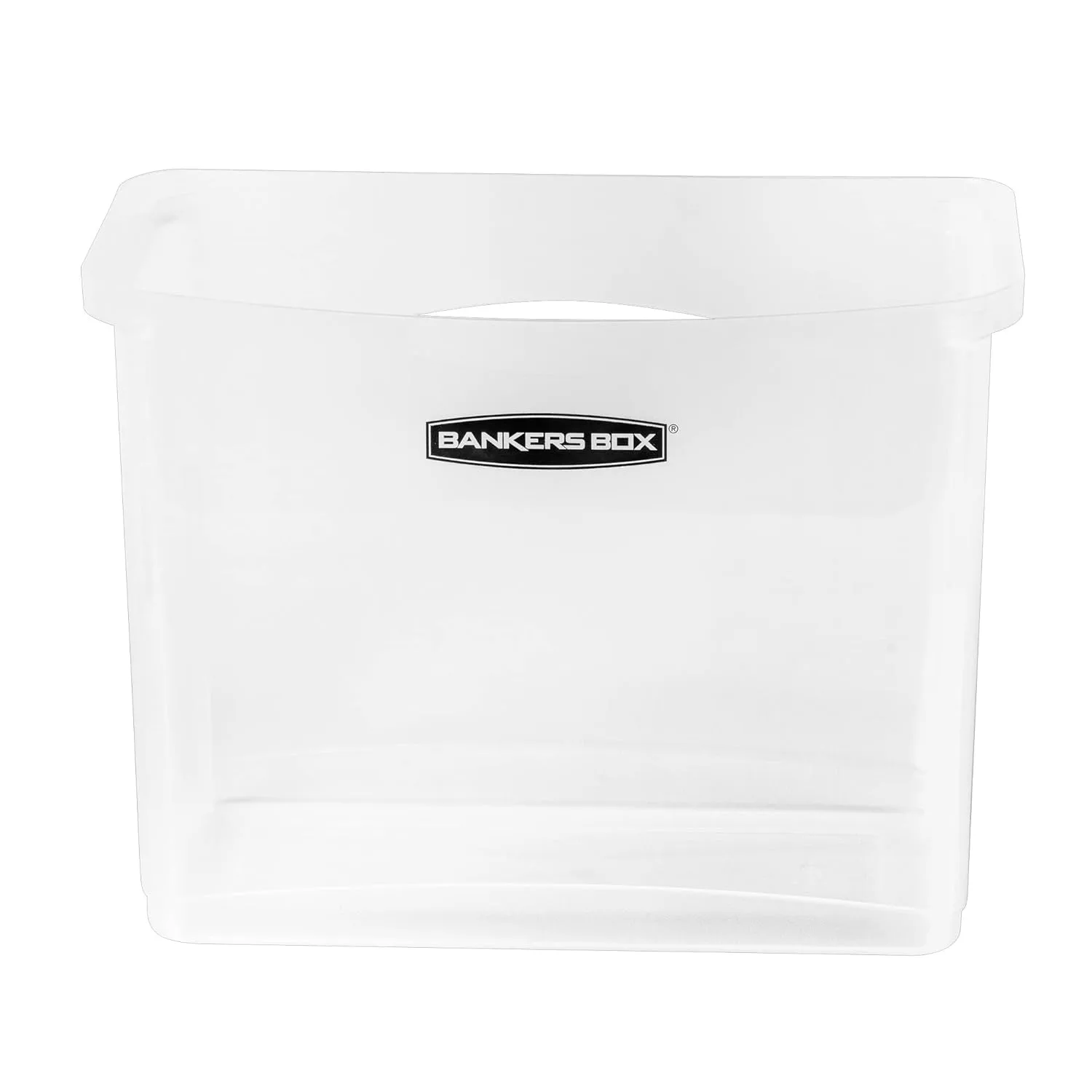 Bankers Box Portable Open Desktop Plastic File Box, Clear Organizer Bin, Side Handles, 6pk