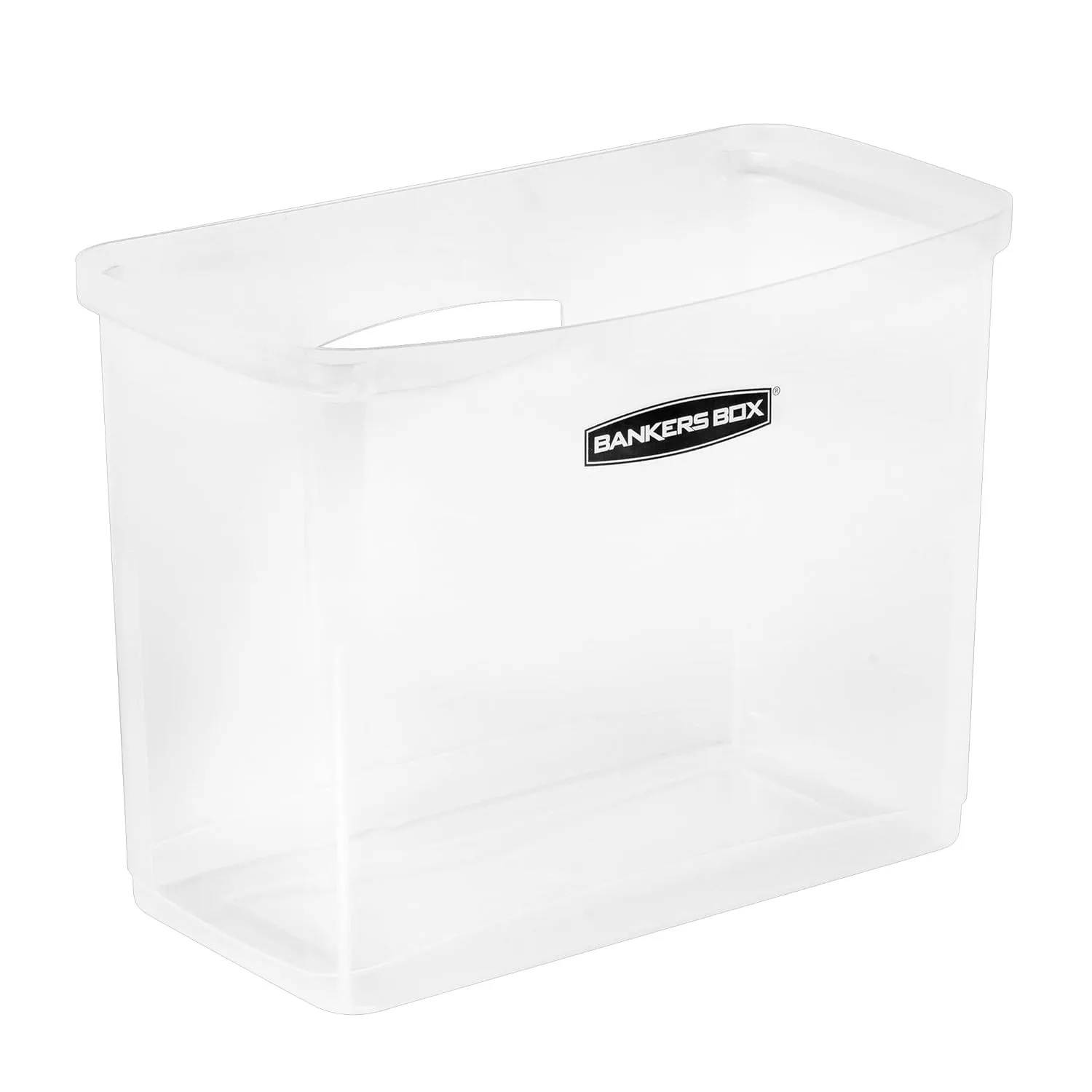 Bankers Box Portable Open Desktop Plastic File Box, Clear Organizer Bin, Side Handles, 6pk