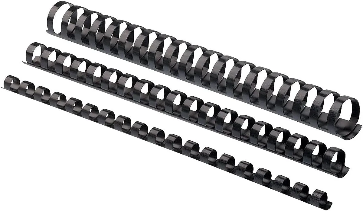 Plastic Comb Bindings for 11 x 8.5 Documents, 19 Rings, 0.75" (150-Sheet) Capacity, Black, 25/Pack