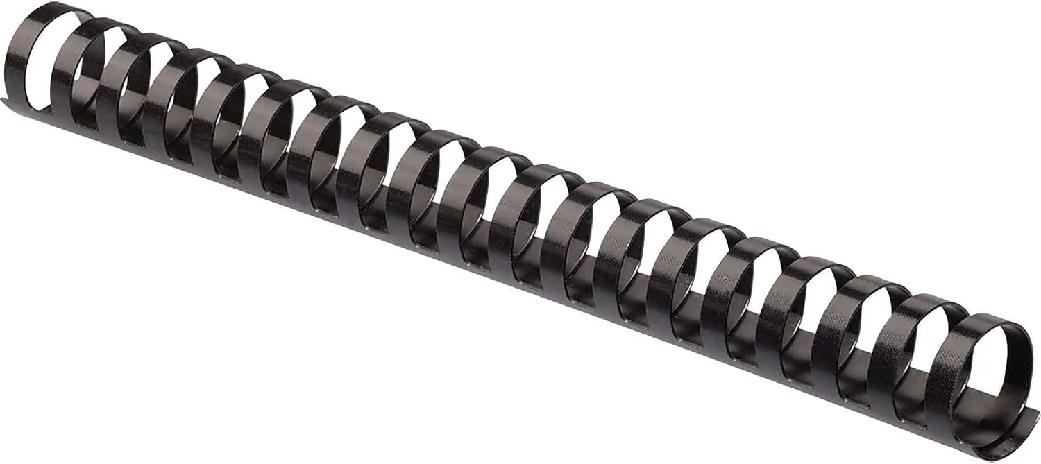 Plastic Comb Bindings for 11 x 8.5 Documents, 19 Rings, 0.75" (150-Sheet) Capacity, Black, 25/Pack