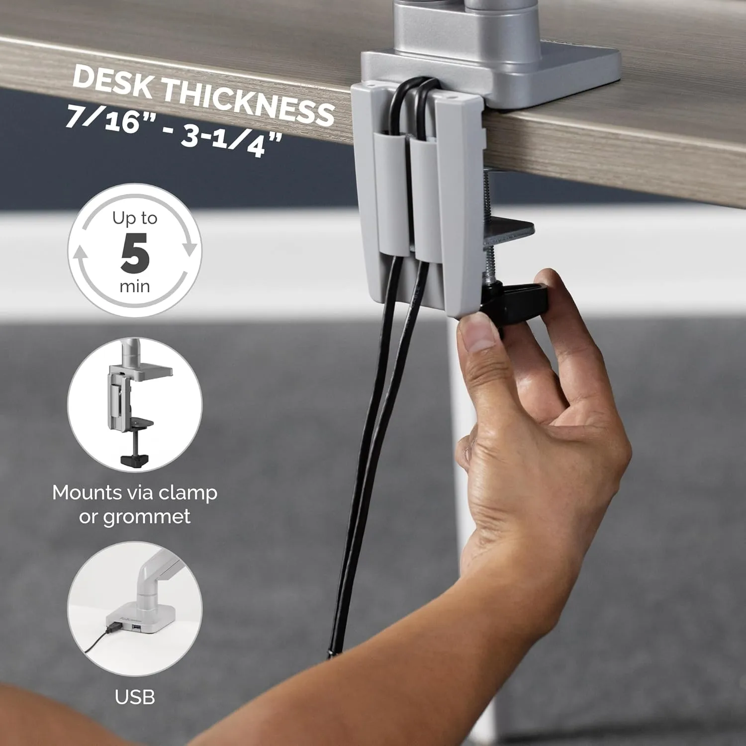 Fellowes Platinum Series Monitor Arm for 40-Inch Monitors, Full Motion, VESA Mount, USB Ports, Ergonomic