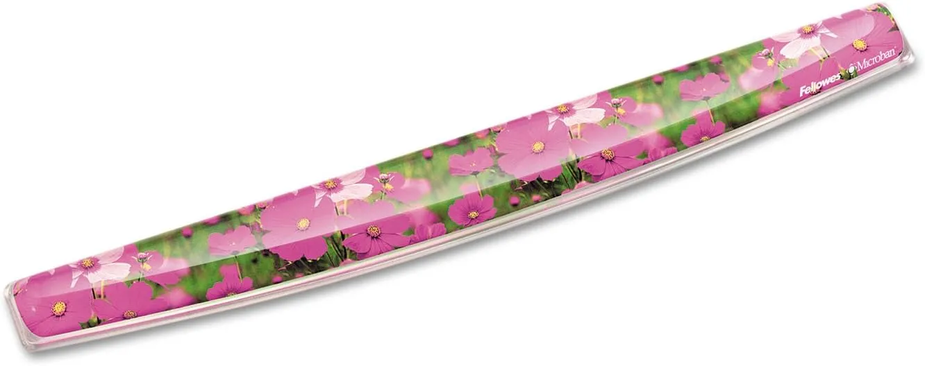 Fellowes Photo Gel Keyboard Wrist Rest with MICROBAN - Pink Flowers (9179101)