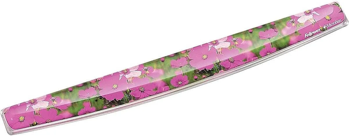 Fellowes Photo Gel Keyboard Wrist Rest with MICROBAN - Pink Flowers (9179101)