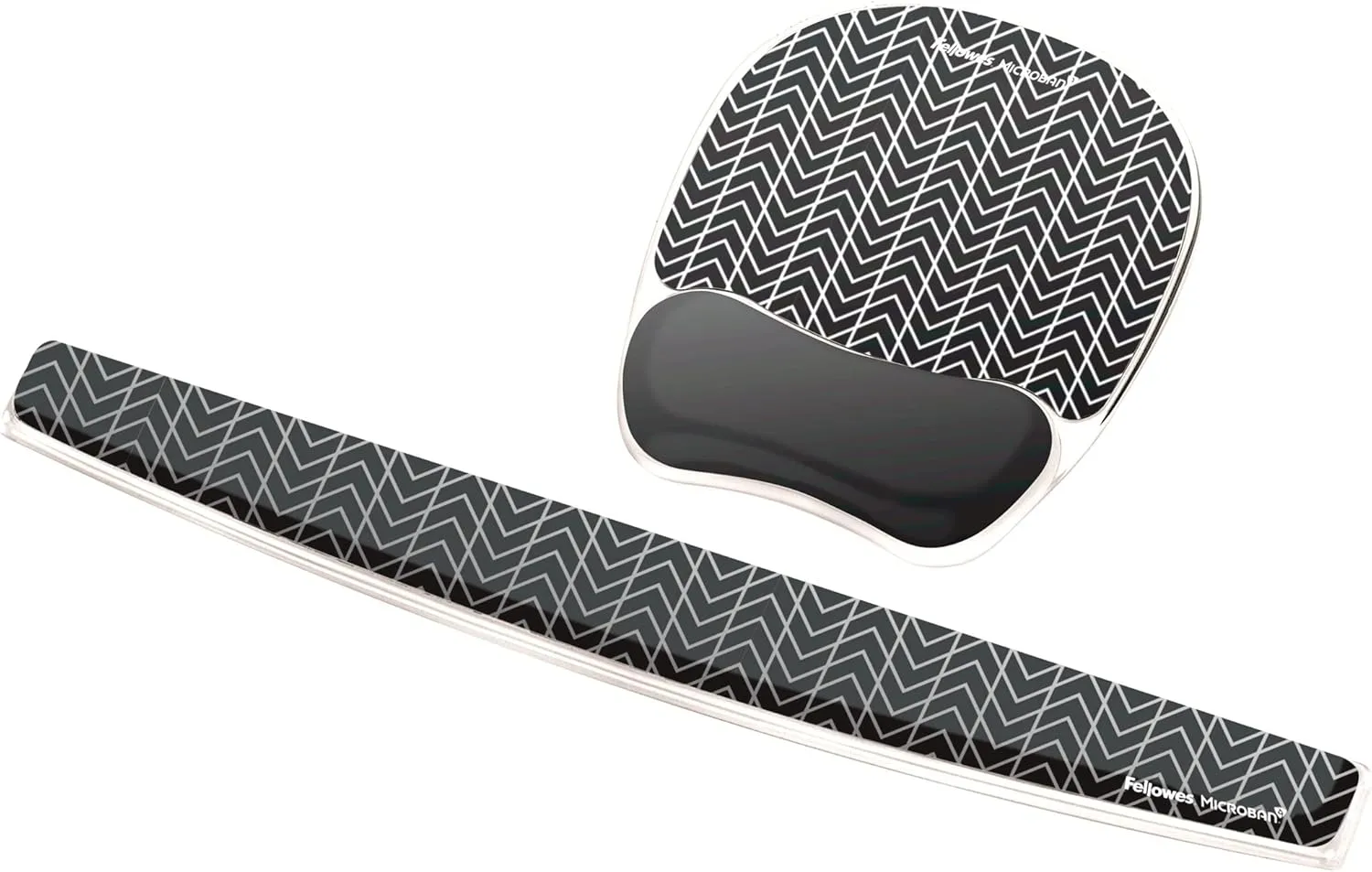 Fellowes Photo Gel Mouse Pad Wrist Rest with MICROBAN - Black Chevron (9549901)