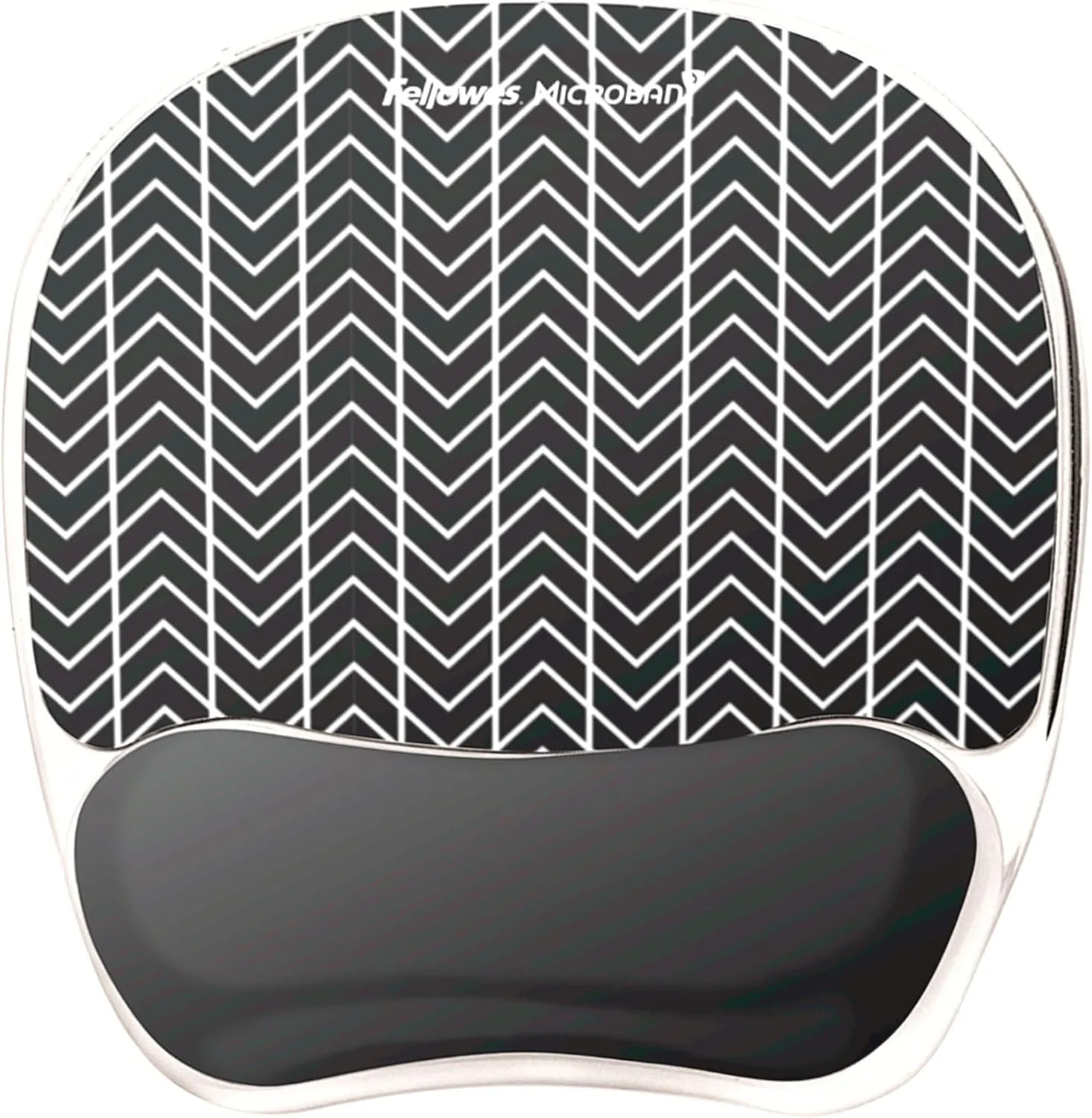 Fellowes Photo Gel Mouse Pad Wrist Rest with MICROBAN - Black Chevron (9549901)