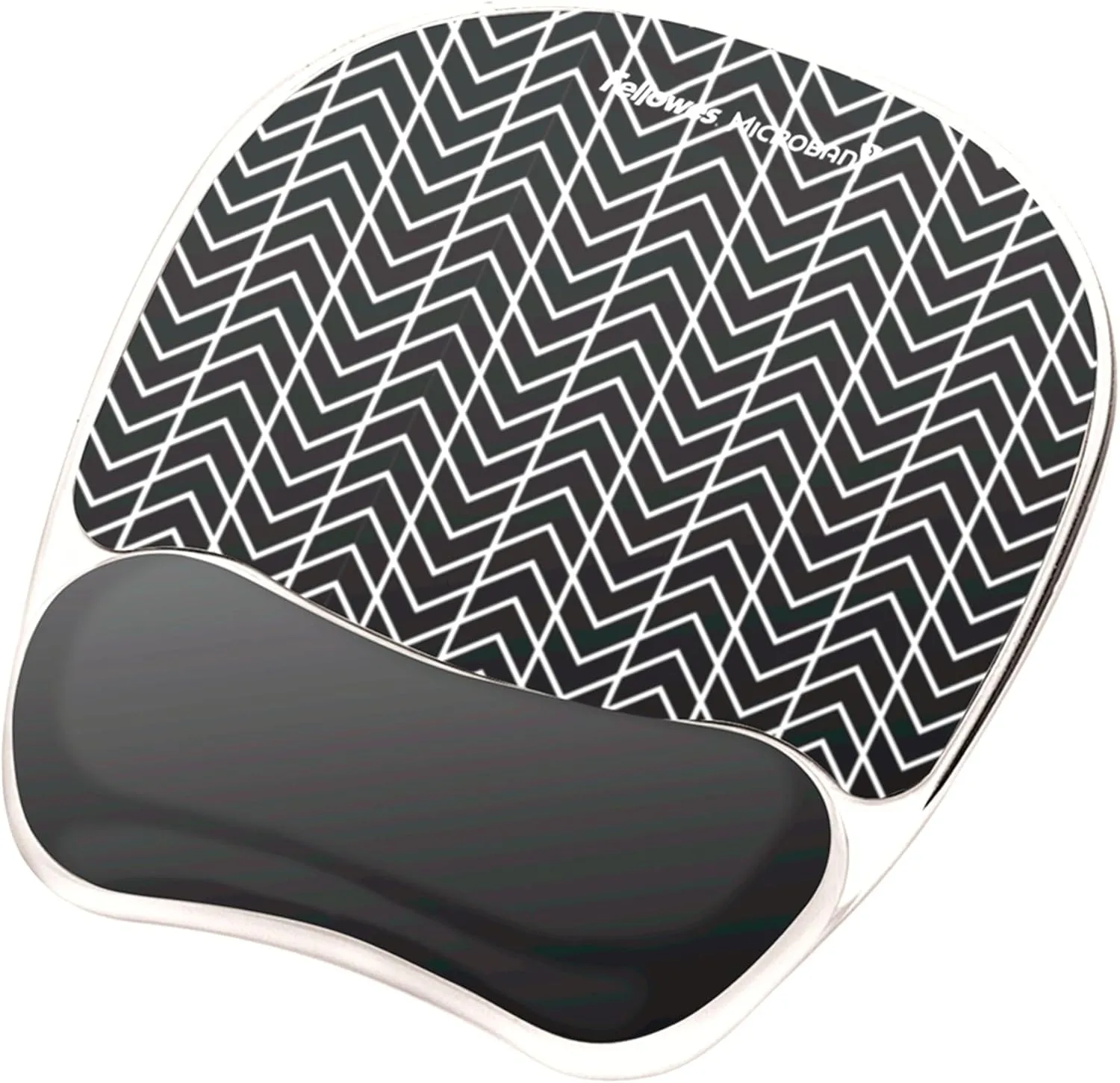Fellowes Photo Gel Mouse Pad Wrist Rest with MICROBAN - Black Chevron (9549901)