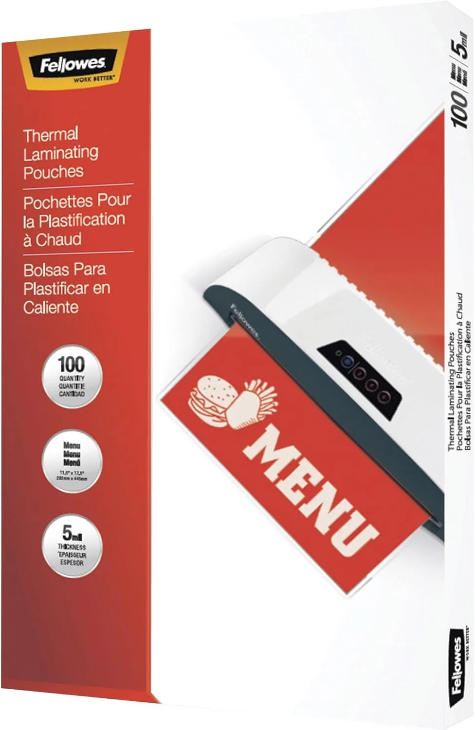 Fellowes® Thermal Laminating Pouches, 17-1/2" x 11-1/2", 5 Mil, Clear, Pack of 100