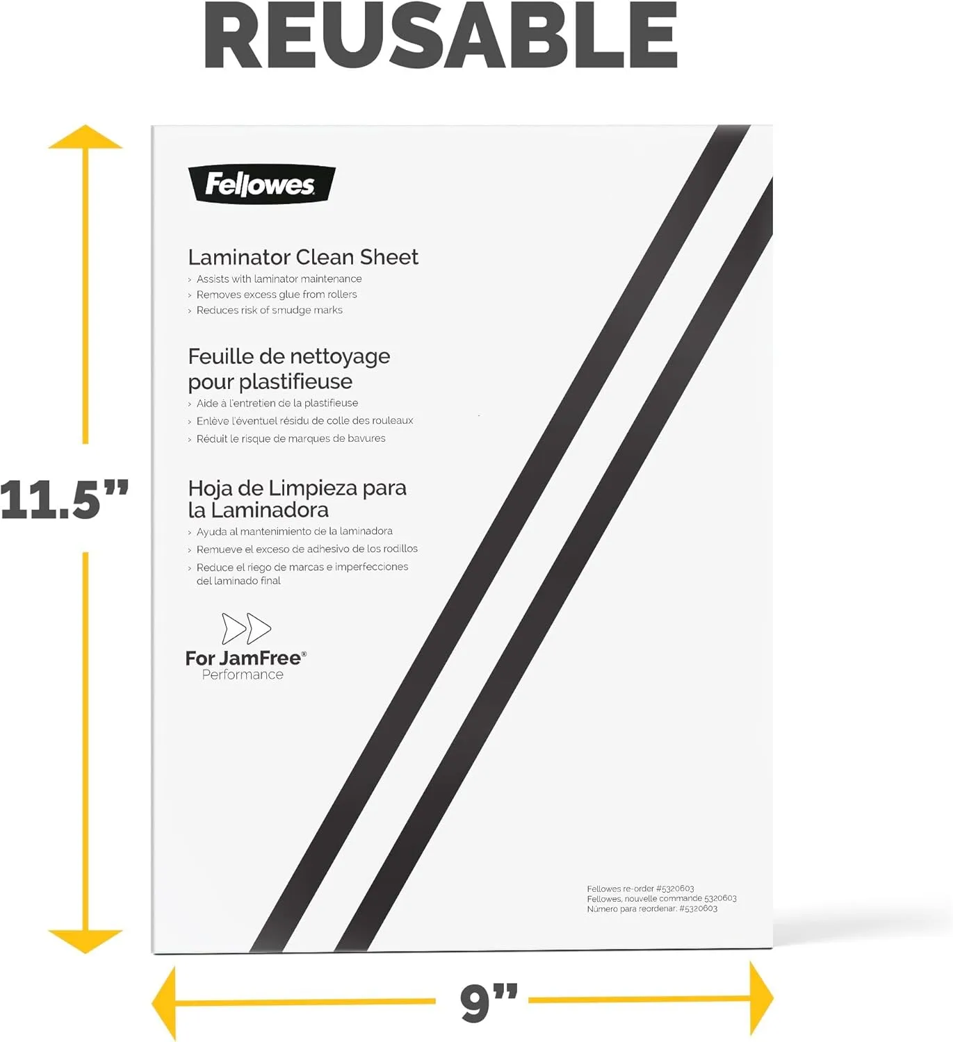 Fellowes Laminator Cleaning Sheets, 10 Pack, 8.5 x 11 in