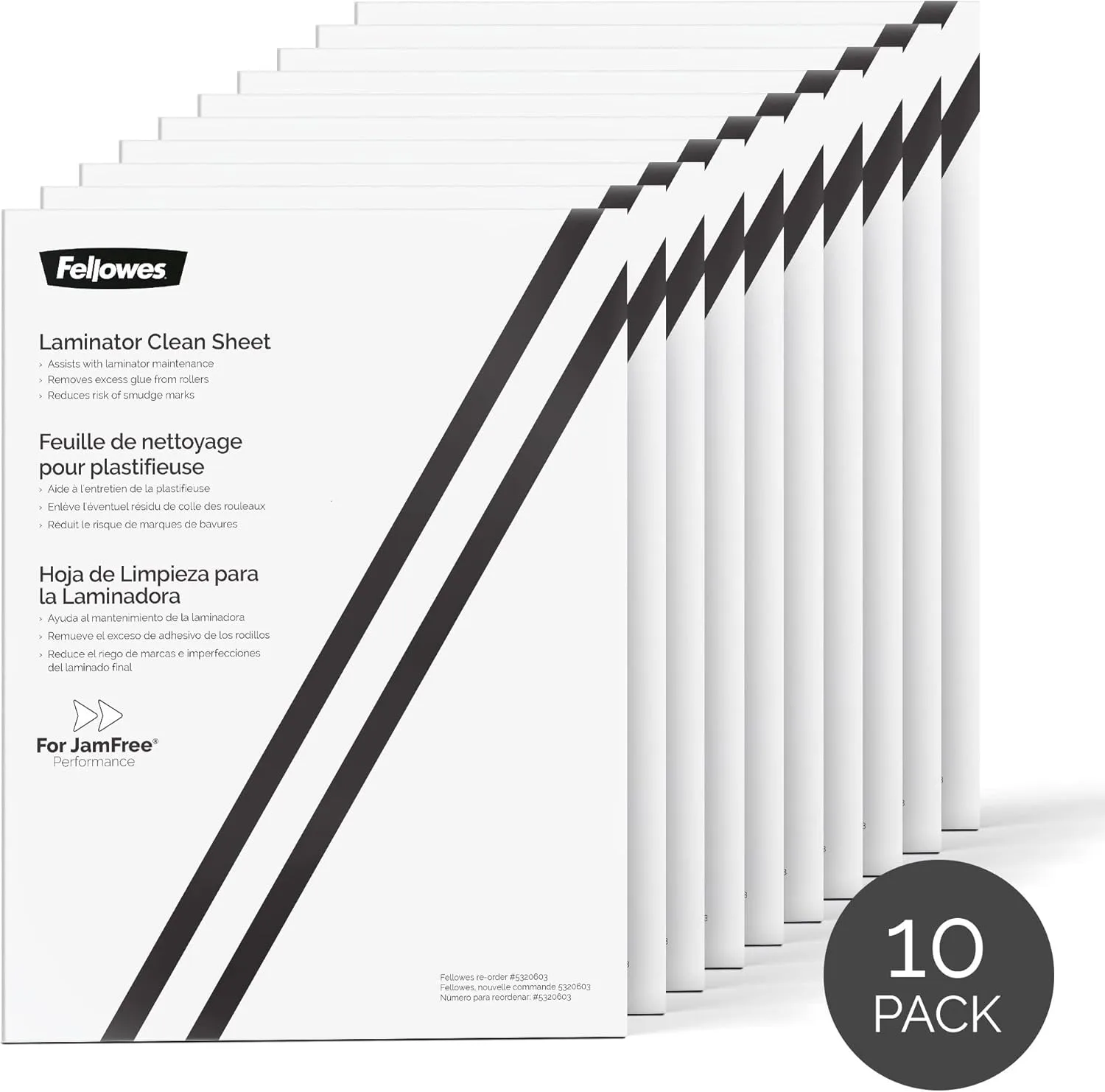 Fellowes Laminator Cleaning Sheets, 10 Pack, 8.5 x 11 in