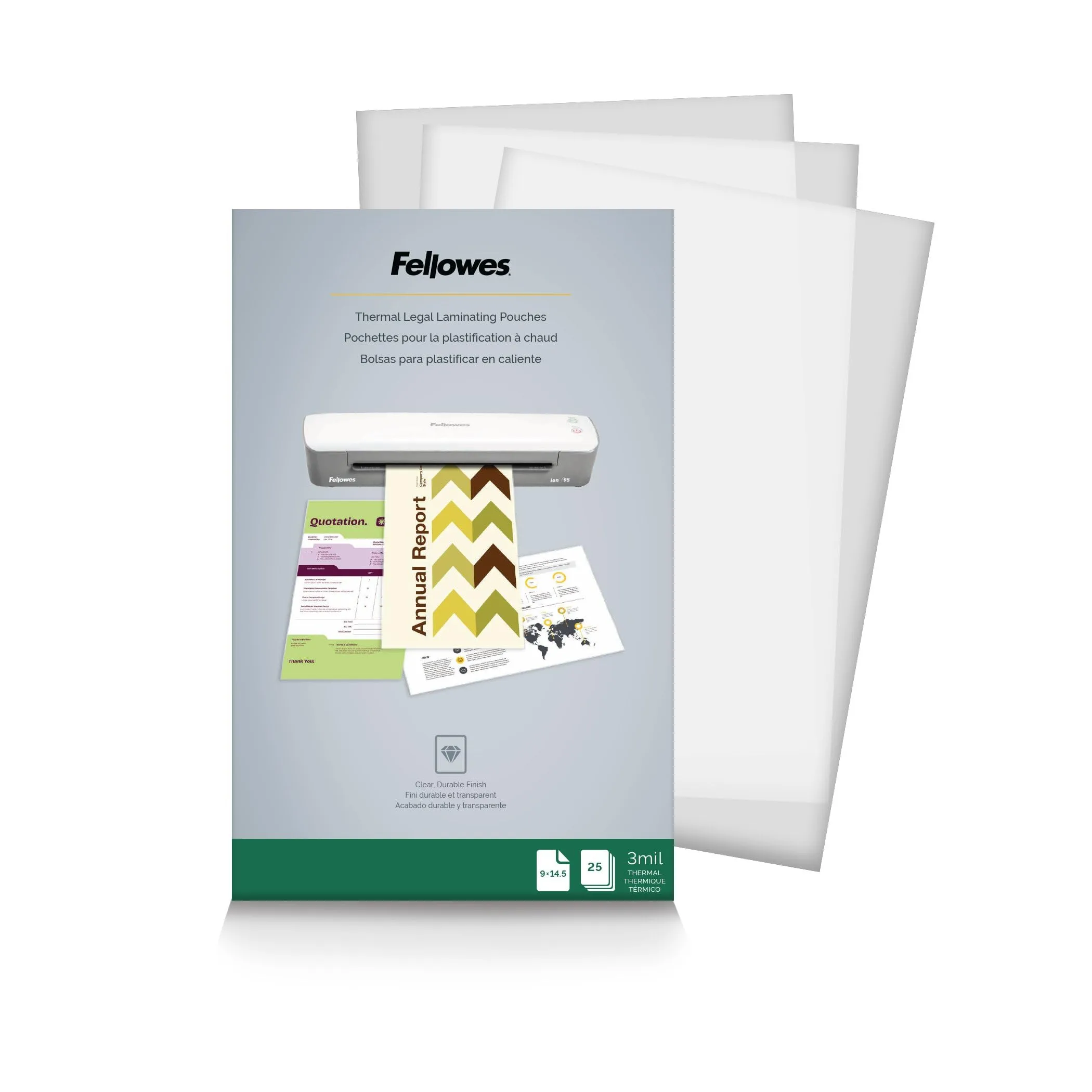 Fellowes Hot Laminating Pouches, Legal, 3 mil, 25 Pack (52006)