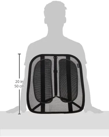 Fellowes Office Suites Mesh Back Support - Fellowes Office Suites Mesh Back Support - Strap Mount - Black - Mesh Fabric