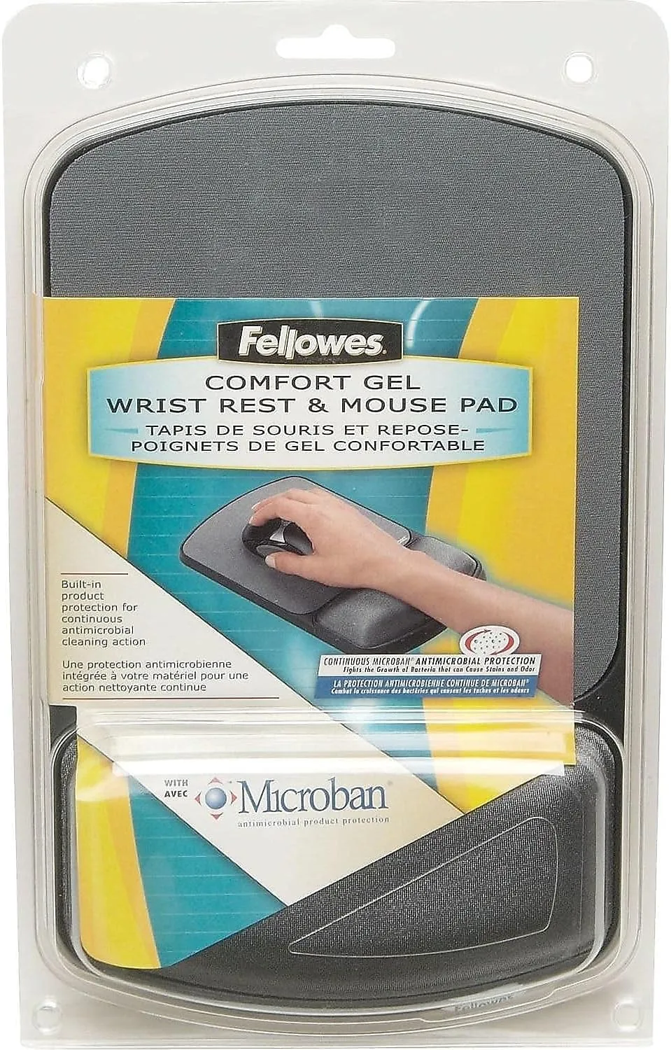 Fellowes MICROBAN Gel Mouse Pad Wrist Support - Graphite (9175101)