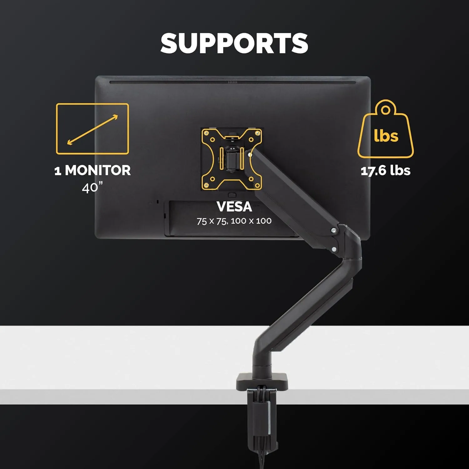 Fellowes Platinum Series Single Monitor Arm for 40-Inch Monitors, Full Motion, 360° Rotation
