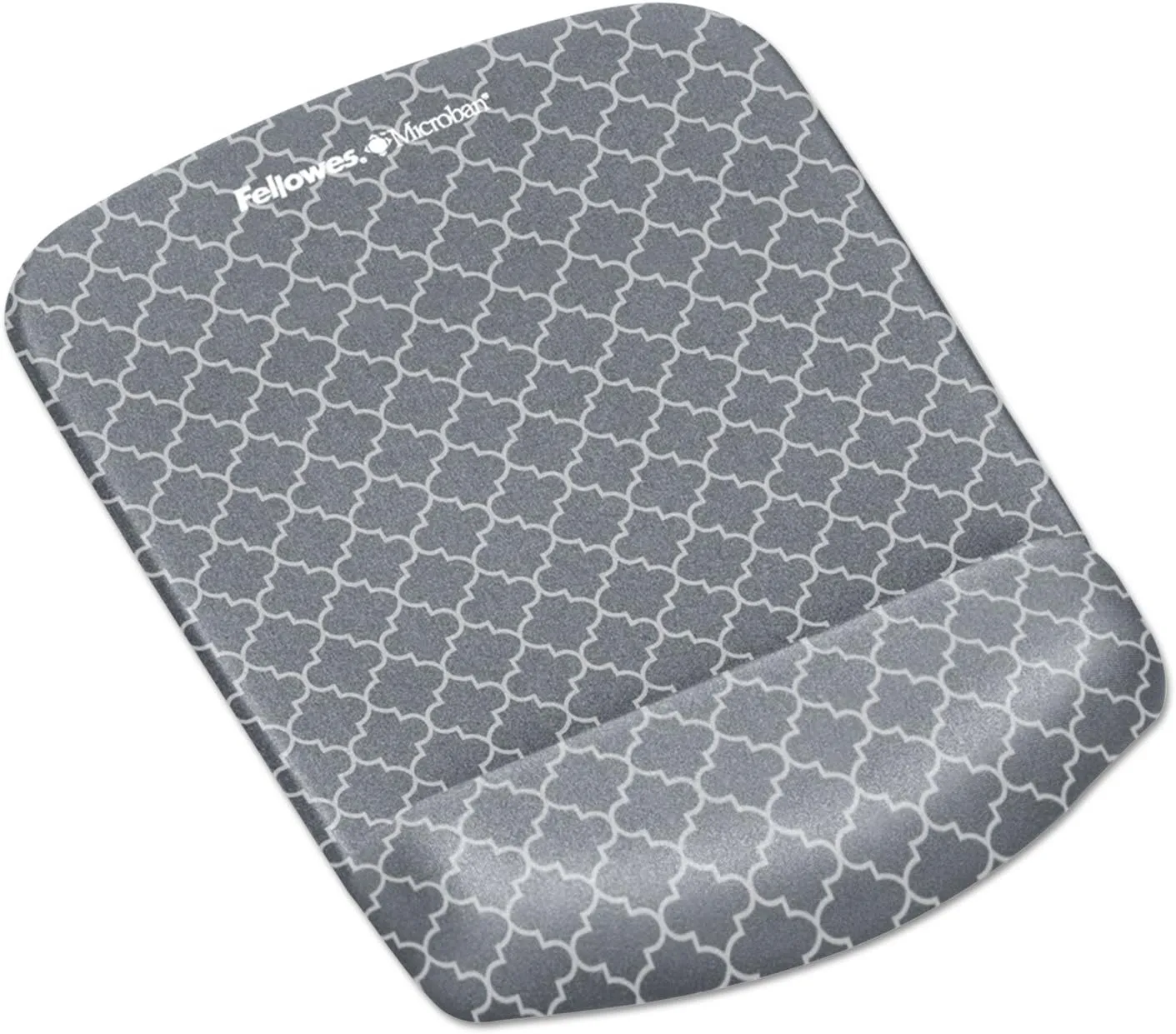 Fellowes PlushTouch Foam Mouse Pad Wrist Support with MICROBAN - Gray Lattice (9549701)
