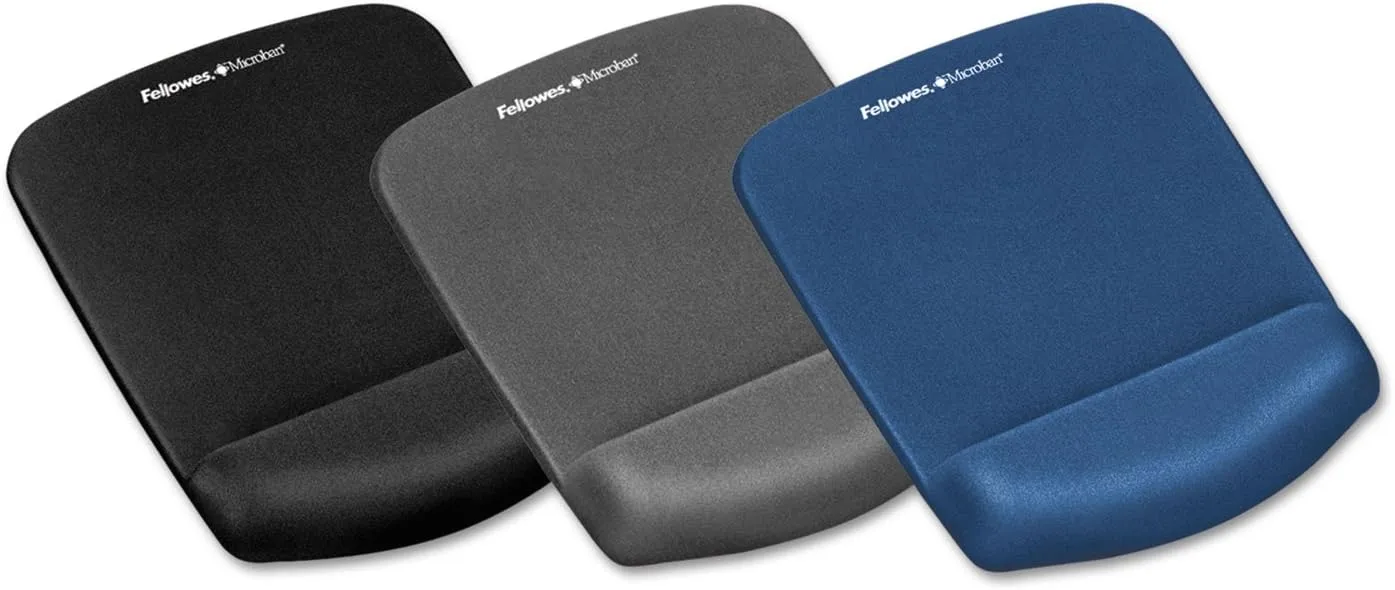 Fellowes PlushTouch Foam Mouse Pad Wrist Support with MICROBAN - Blue (9287301)