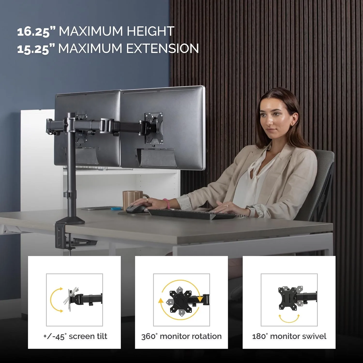 Fellowes Reflex Series Adjustable Monitor Arm with VESA Mount