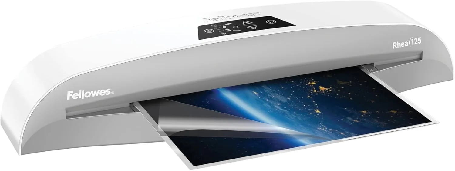 Fellowes Rhea Laminator With Pouch Starter Kit, 12.5" Width, White/Gray